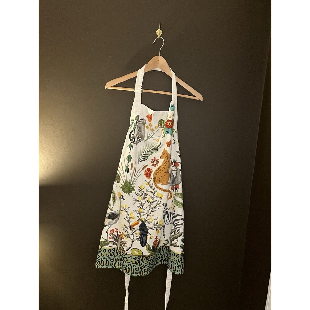 Michel Design Works Cotton Chef Apron Jungle Safari Cheetah Toucan NWOT